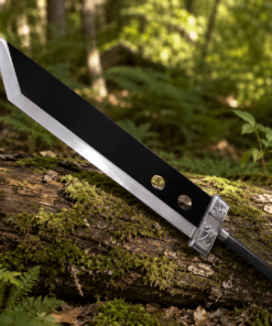 Buster Sword Replica inspired by Cloud Strife from Final Fantasy VII Remake with full-size metal blade for cosplay and collectors.