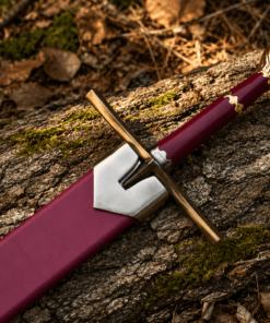 Chronicles of Narnia Prince Sword Replica featuring the Gold Rhindon design with a polished stainless steel blade and lion-head pommel.