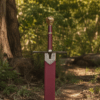 Chronicles of Narnia Prince Sword Replica featuring the Gold Rhindon design with a polished stainless steel blade and lion-head pommel.