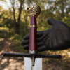 Chronicles of Narnia Prince Sword Replica featuring the Gold Rhindon design with a polished stainless steel blade and lion-head pommel.