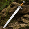 Conan Sword Replica with polished stainless steel blade and ornate medieval crossguard for cosplay and collectors.