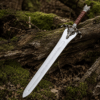 Conan Sword Replica with polished stainless steel blade and ornate medieval crossguard for cosplay and collectors.