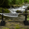Vorpal Blade Replica inspired by Alice: Madness Returns displayed on a black stand with an engraved stainless steel blade.