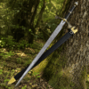 Dark Sister Sword replica with Damascus-style blade and ornate gold crossguard inspired by Game of Thrones.