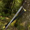 Dark Sister Sword replica with Damascus-style blade and ornate gold crossguard inspired by Game of Thrones.