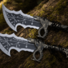 God of War Blades Replica inspired by Blades of Chaos twin swords with engraved stainless steel blades and decorative chains.