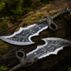 God of War Blades Replica inspired by Blades of Chaos twin swords with engraved stainless steel blades and decorative chains.