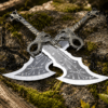 God of War Blades Replica inspired by Blades of Chaos twin swords with engraved stainless steel blades and decorative chains.