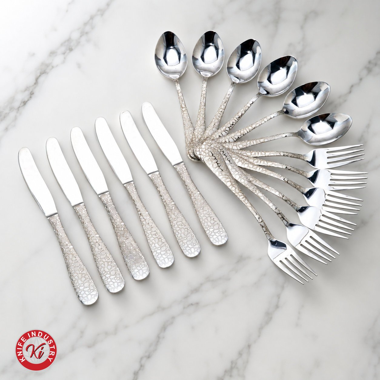 STONE Laser Cutlery Set with Stand by Knife Industry - Image 2