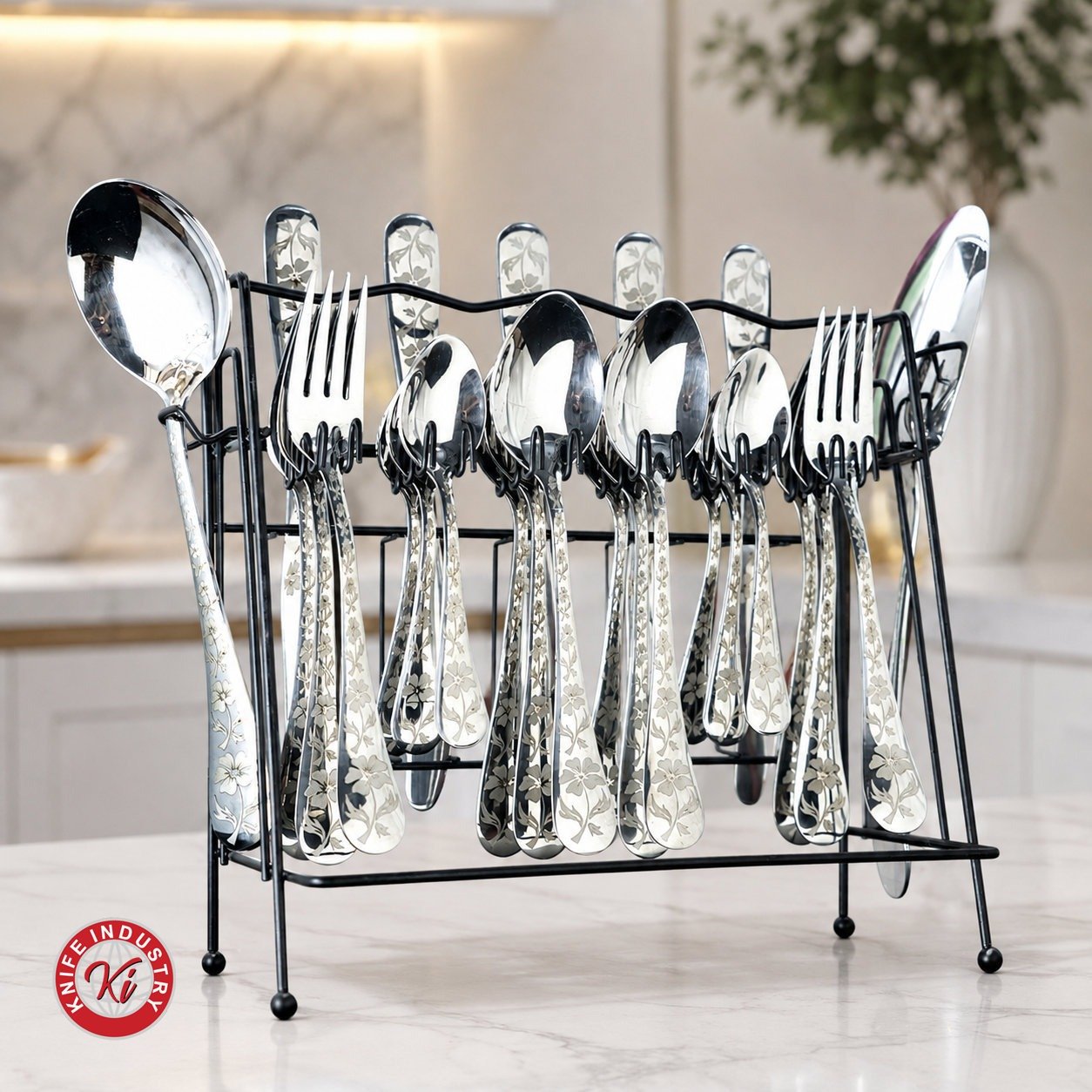 STONE Laser Cutlery Set with Stand by Knife Industry - Image 3