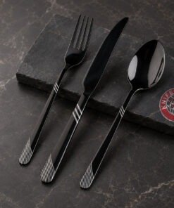 Alternative view of Onyx Striped Black Cutlery Set - Executive Box | Knife Industry