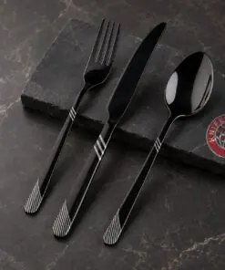 Alternative view of Onyx Striped Black Cutlery Set - Executive Box | Knife Industry