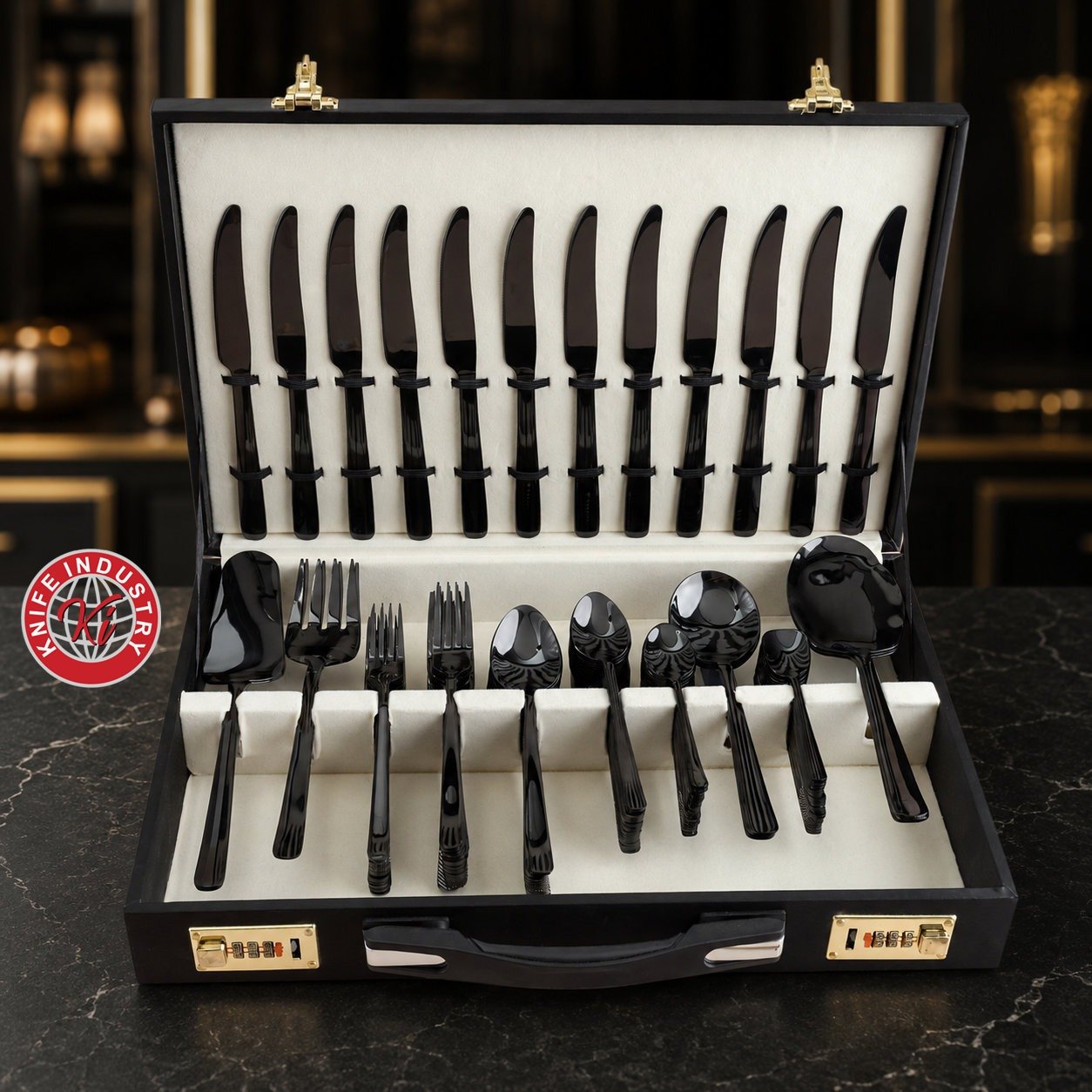 Onyx Black Cutlery Set - Executive Case | Knife Industry