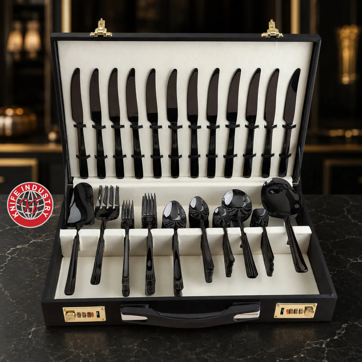 Onyx Black Cutlery Set - Executive Case | Knife Industry
