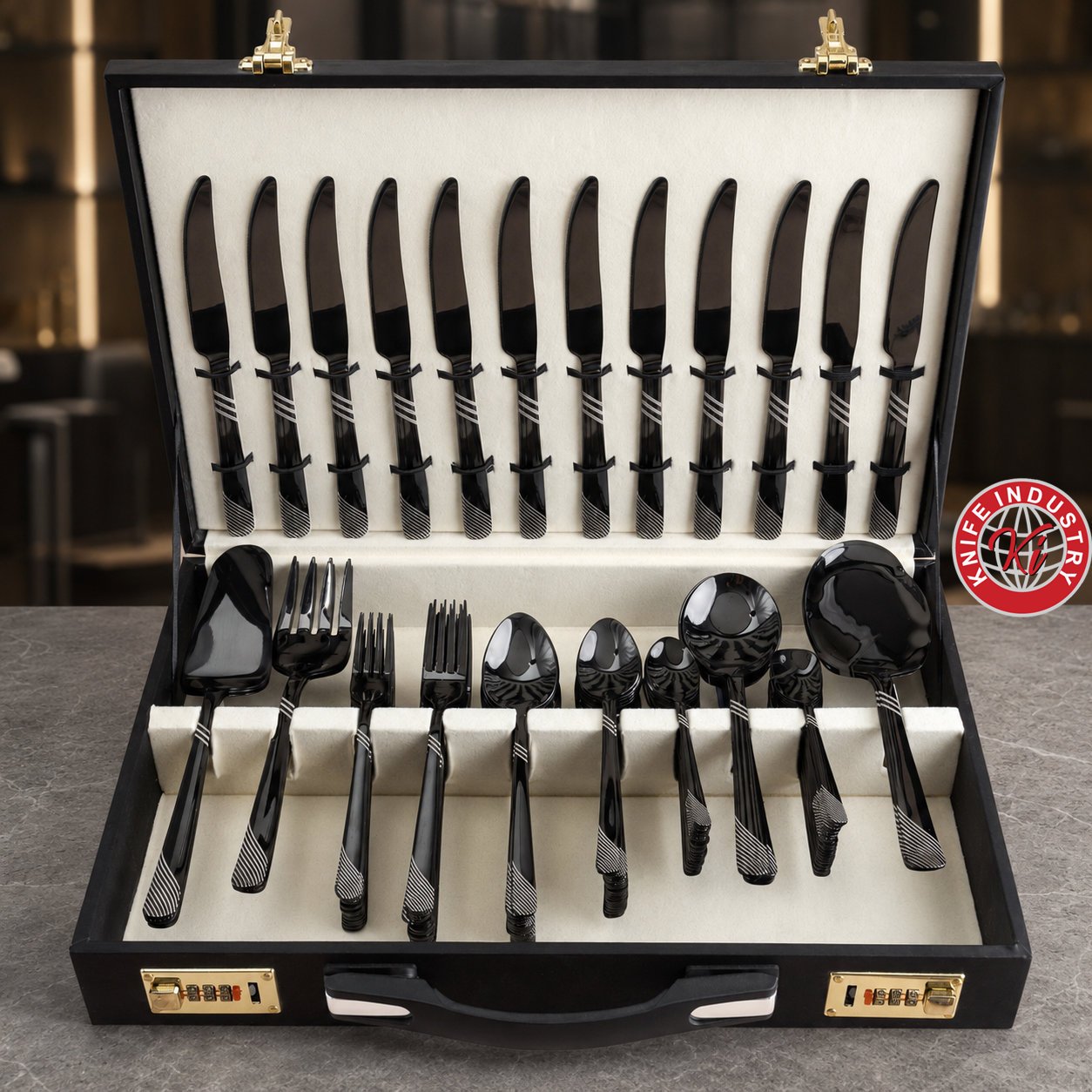 Onyx Black Cutlery Set - Executive Case | Knife Industry - Image 3