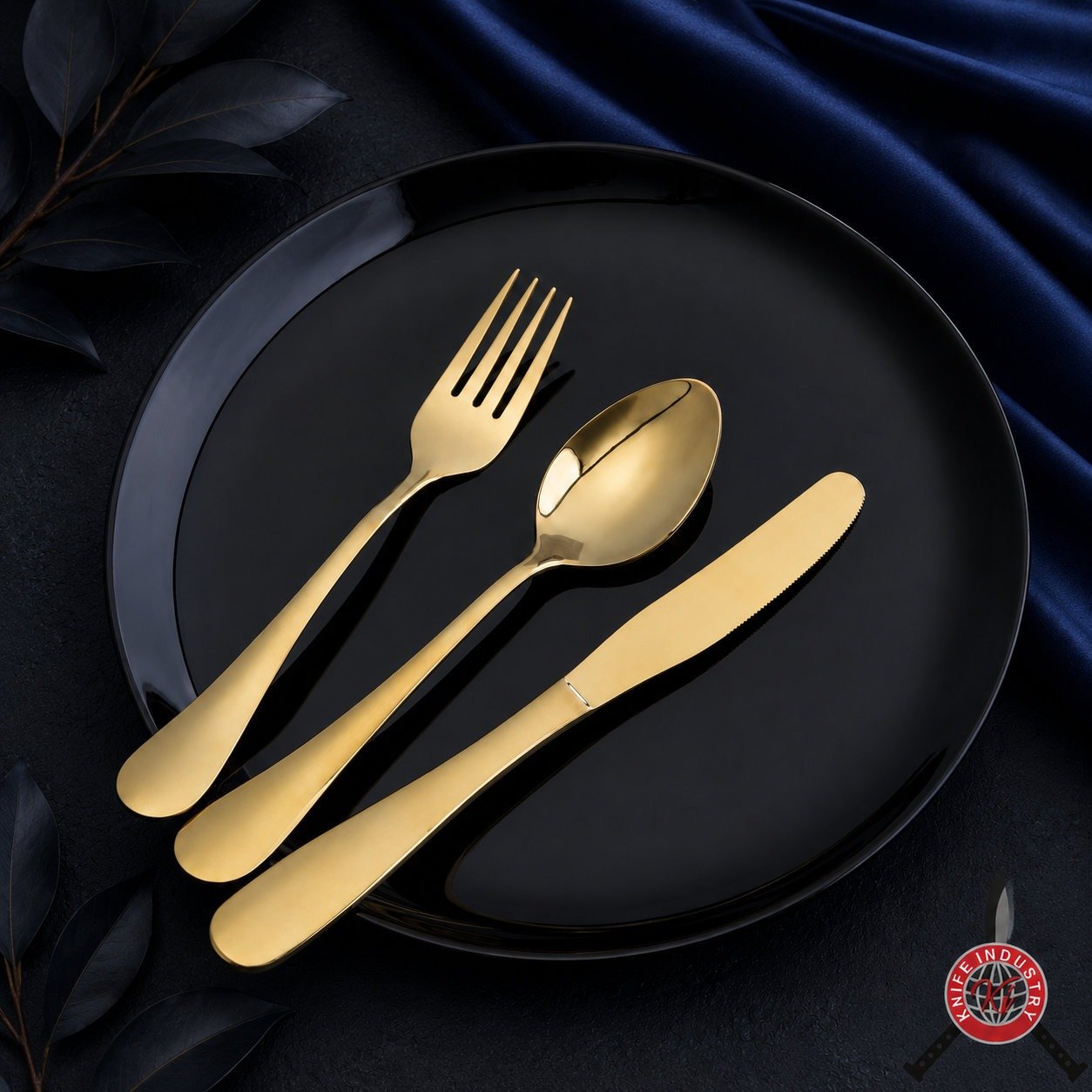 Aurum Gold Spoon and Fork Set with Stand | Knife Industry - Image 3
