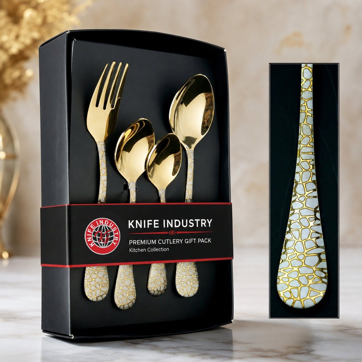 Pebble Gold Cutlery Set - Mini Gift Box | Knife Industry - Image 4