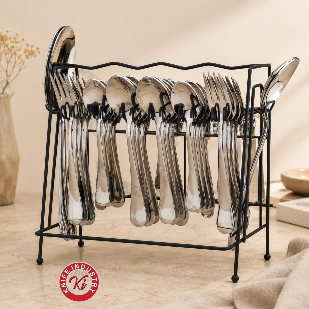 Omega Spoon and Fork Set with Stand | Knife Industry