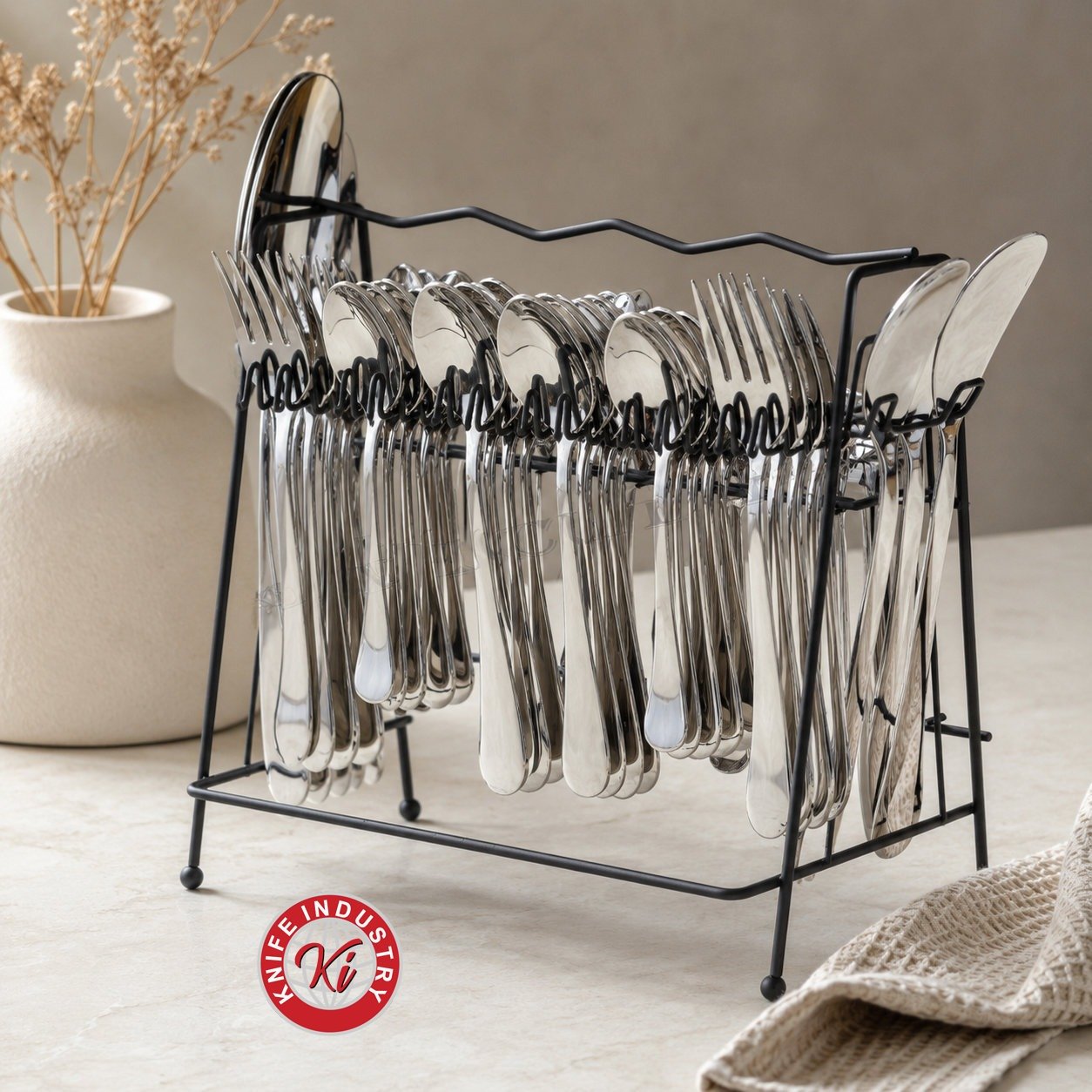 Omega Spoon and Fork Set with Stand | Knife Industry - Image 2