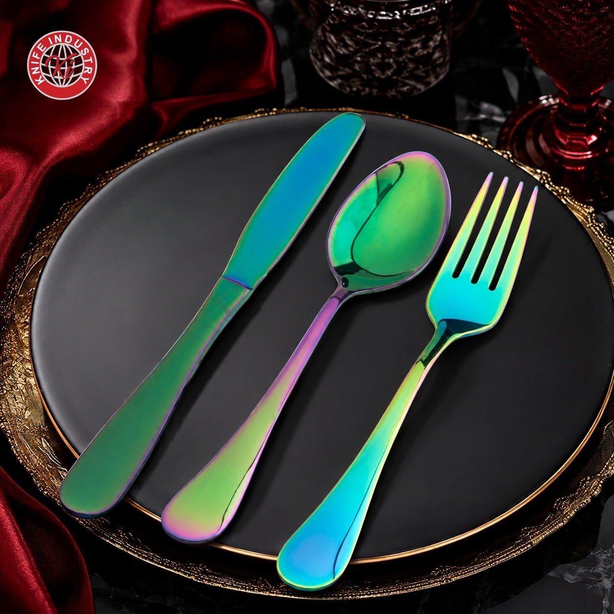 Prism Rainbow Cutlery Set with Stand | Knife Industry