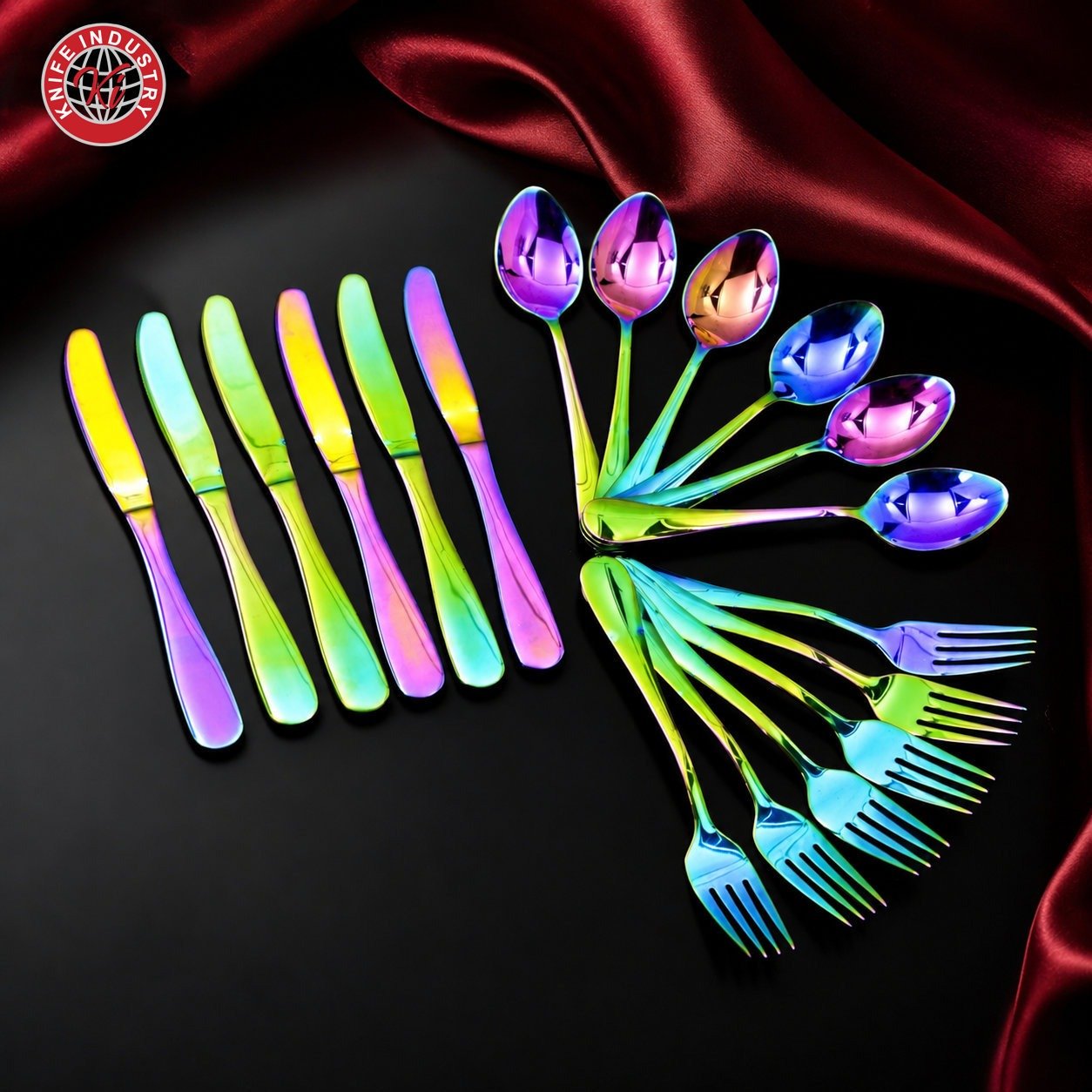 Prism Rainbow Cutlery Set with Stand | Knife Industry - Image 2