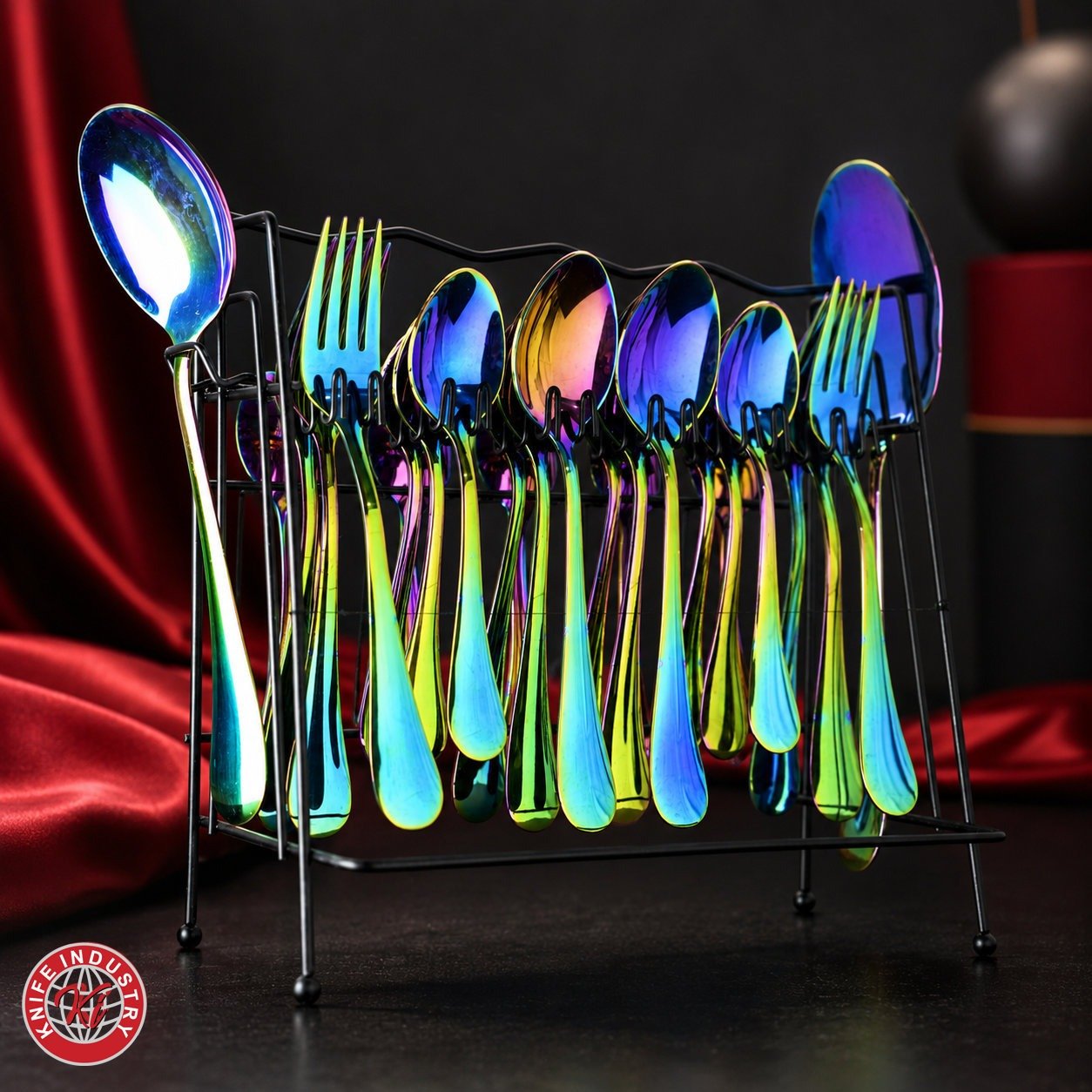 Prism Rainbow Cutlery Set with Stand | Knife Industry - Image 3