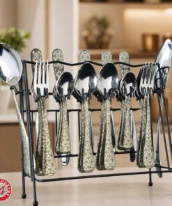 Alternative view of Lattice Cutlery Set with Stand - Laser Design | Knife Industry